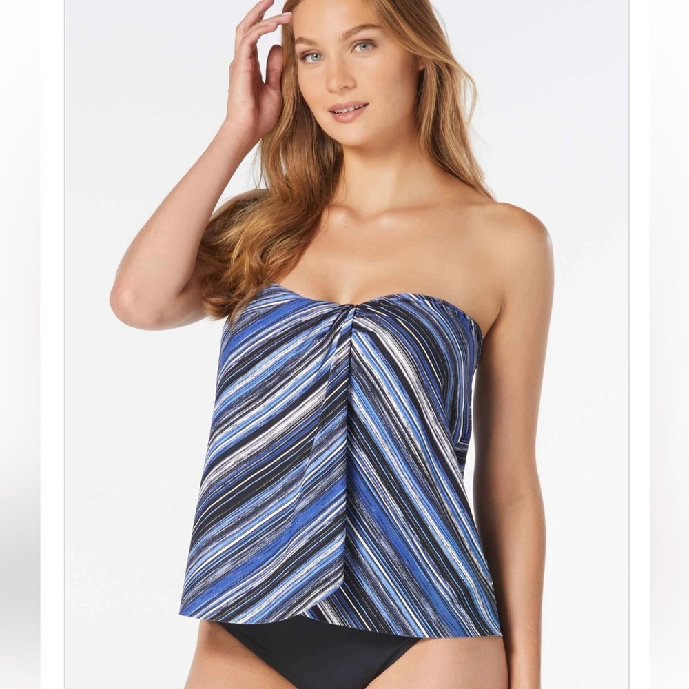 NWT Coco Contours Clarity 12 Bandeau Bra Rainforest Stripe Swim Tankini Top $98!
